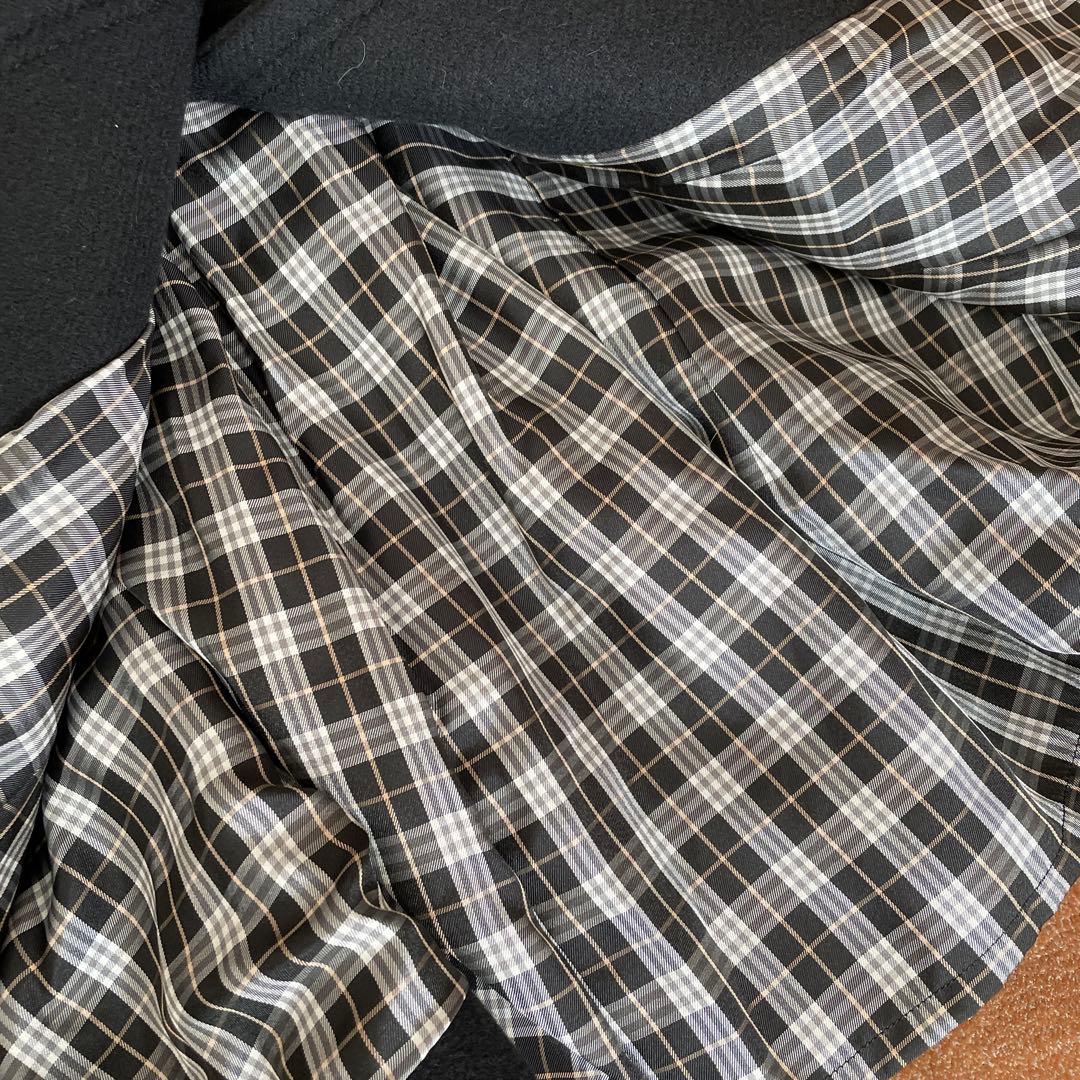 バーバリーブルーレーベル フォックスファー　ベルト　付き ロングコート 黒.