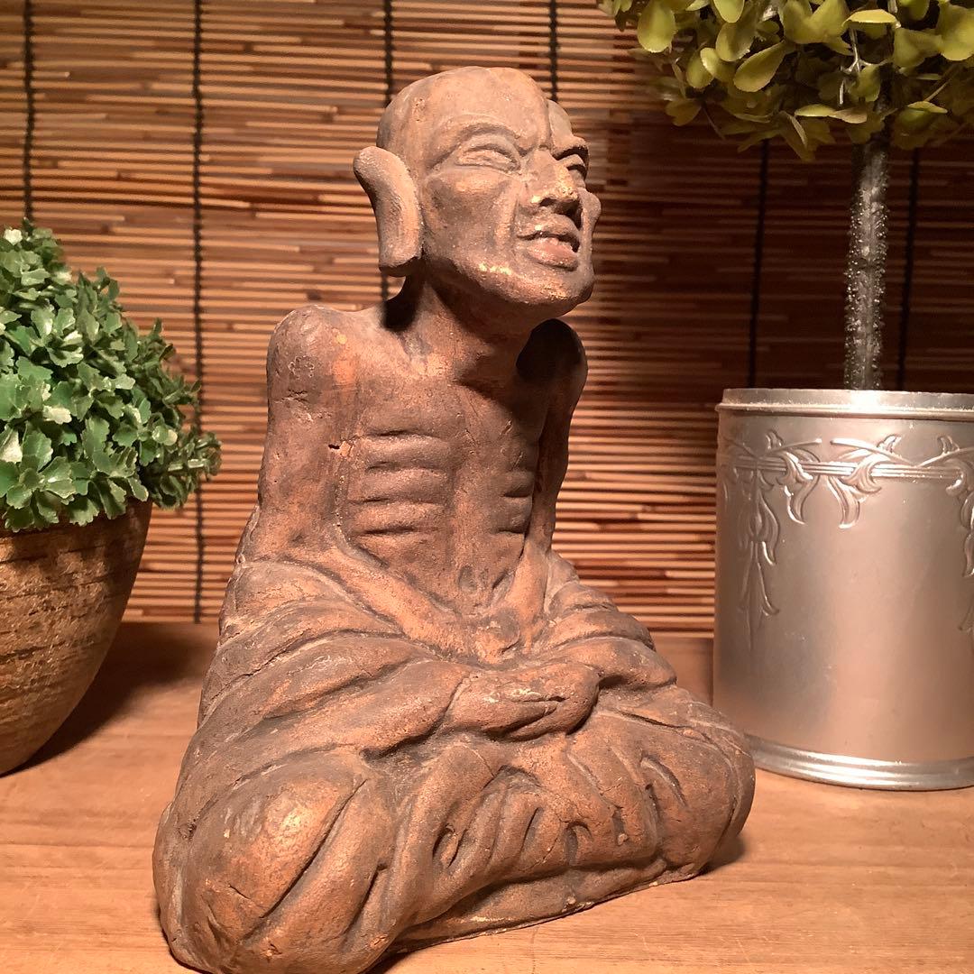 茶太郎様売約keep…最高位聖者「高僧・阿羅漢像」煩悩断滅・最高境地・泥仏・焼物