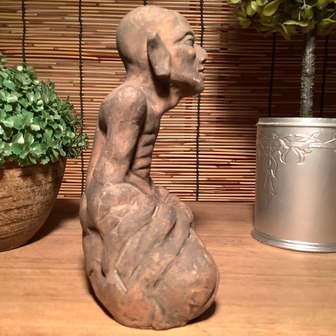 茶太郎様売約keep…最高位聖者「高僧・阿羅漢像」煩悩断滅・最高境地・泥仏・焼物