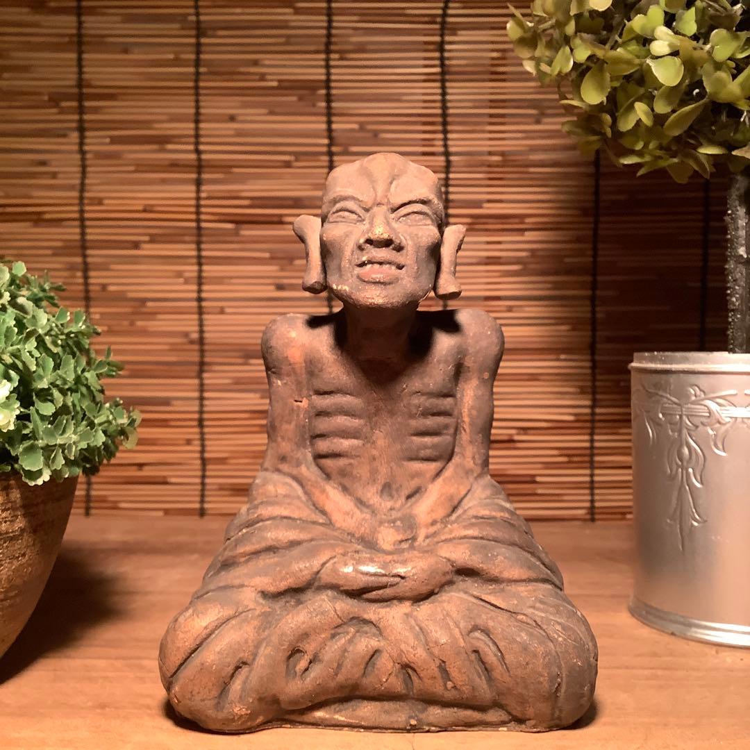 茶太郎様売約keep…最高位聖者「高僧・阿羅漢像」煩悩断滅・最高境地・泥仏・焼物