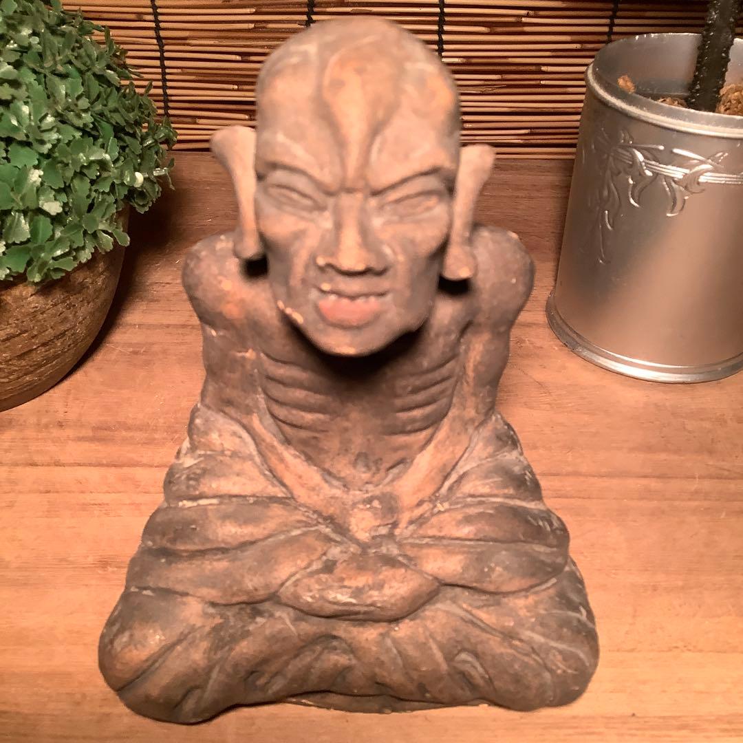 茶太郎様売約keep…最高位聖者「高僧・阿羅漢像」煩悩断滅・最高境地・泥仏・焼物