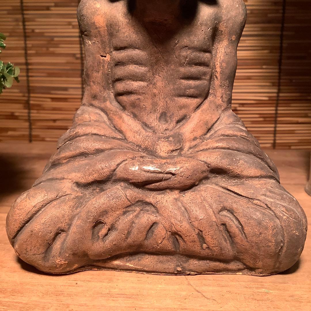 茶太郎様売約keep…最高位聖者「高僧・阿羅漢像」煩悩断滅・最高境地・泥仏・焼物