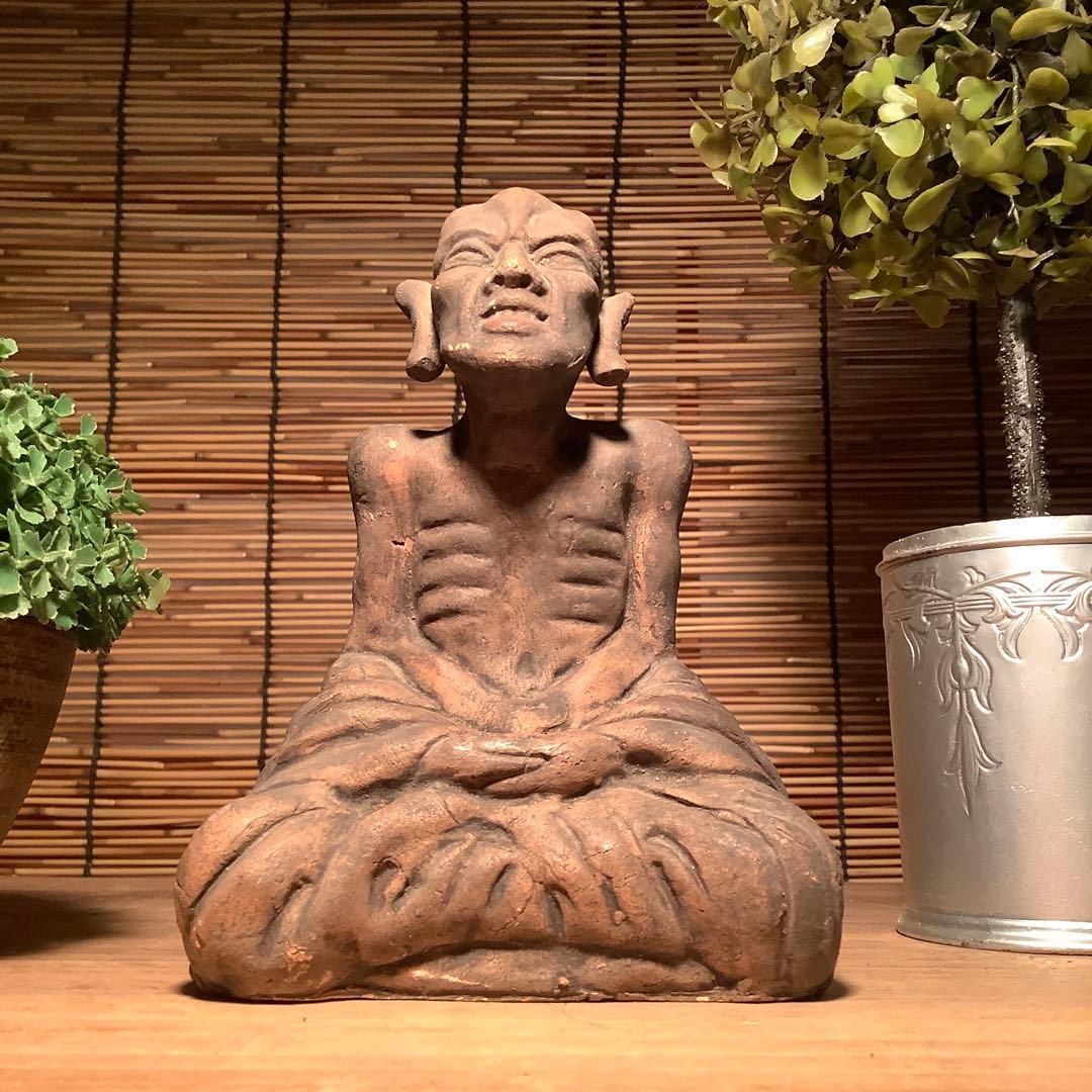 茶太郎様売約keep…最高位聖者「高僧・阿羅漢像」煩悩断滅・最高境地・泥仏・焼物