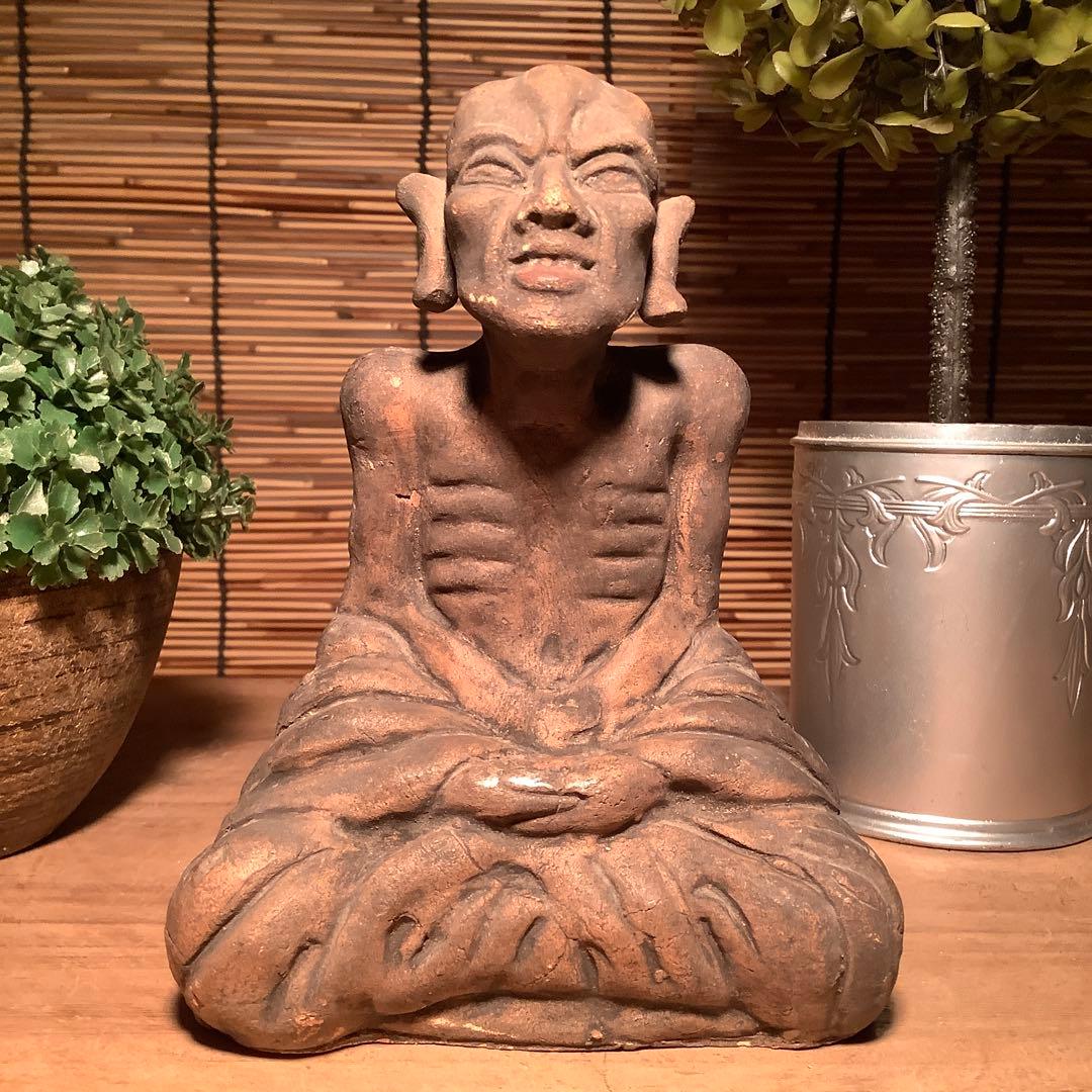 茶太郎様売約keep…最高位聖者「高僧・阿羅漢像」煩悩断滅・最高境地・泥仏・焼物