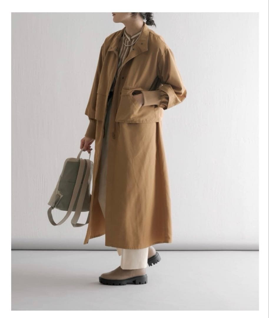 馬刺繍入りレイヤード風コート(スミスタイル)