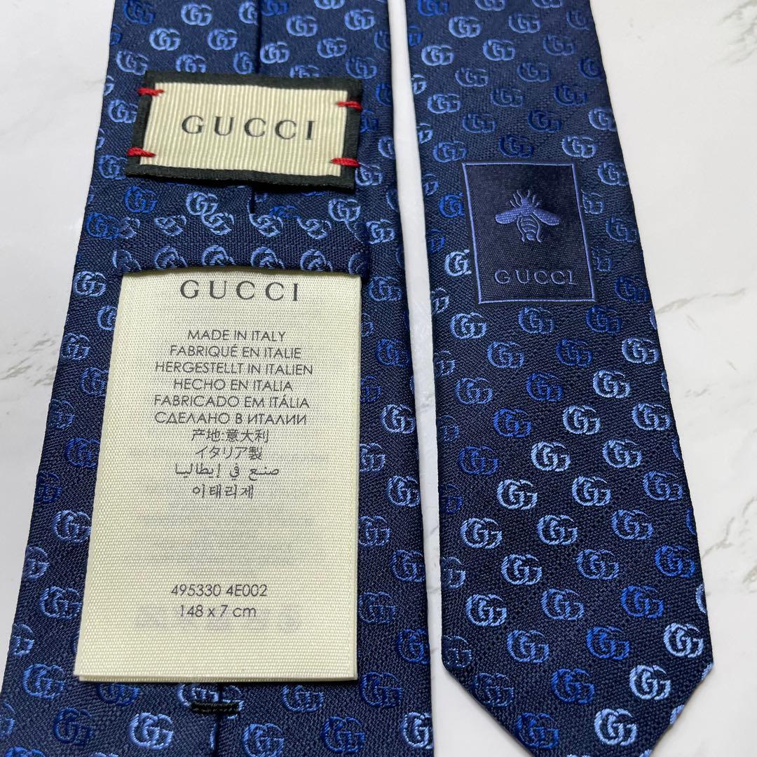 ✨極美品✨GUCCI ネクタイ 現行 GG柄 蜂 bee 刺繍 ナロータイ7cm