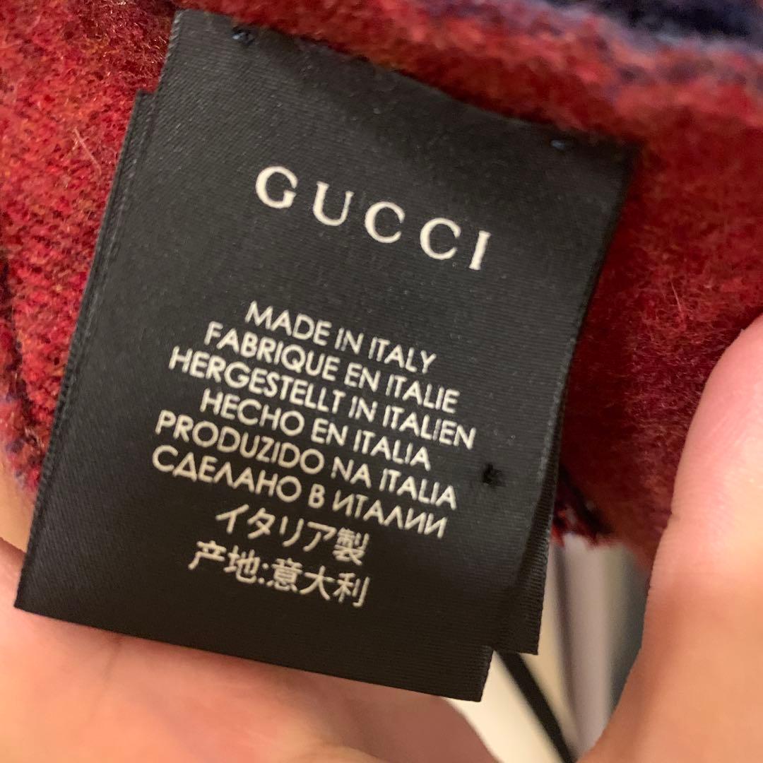 GUCCI GGロゴ マフラー 赤ネイビー
