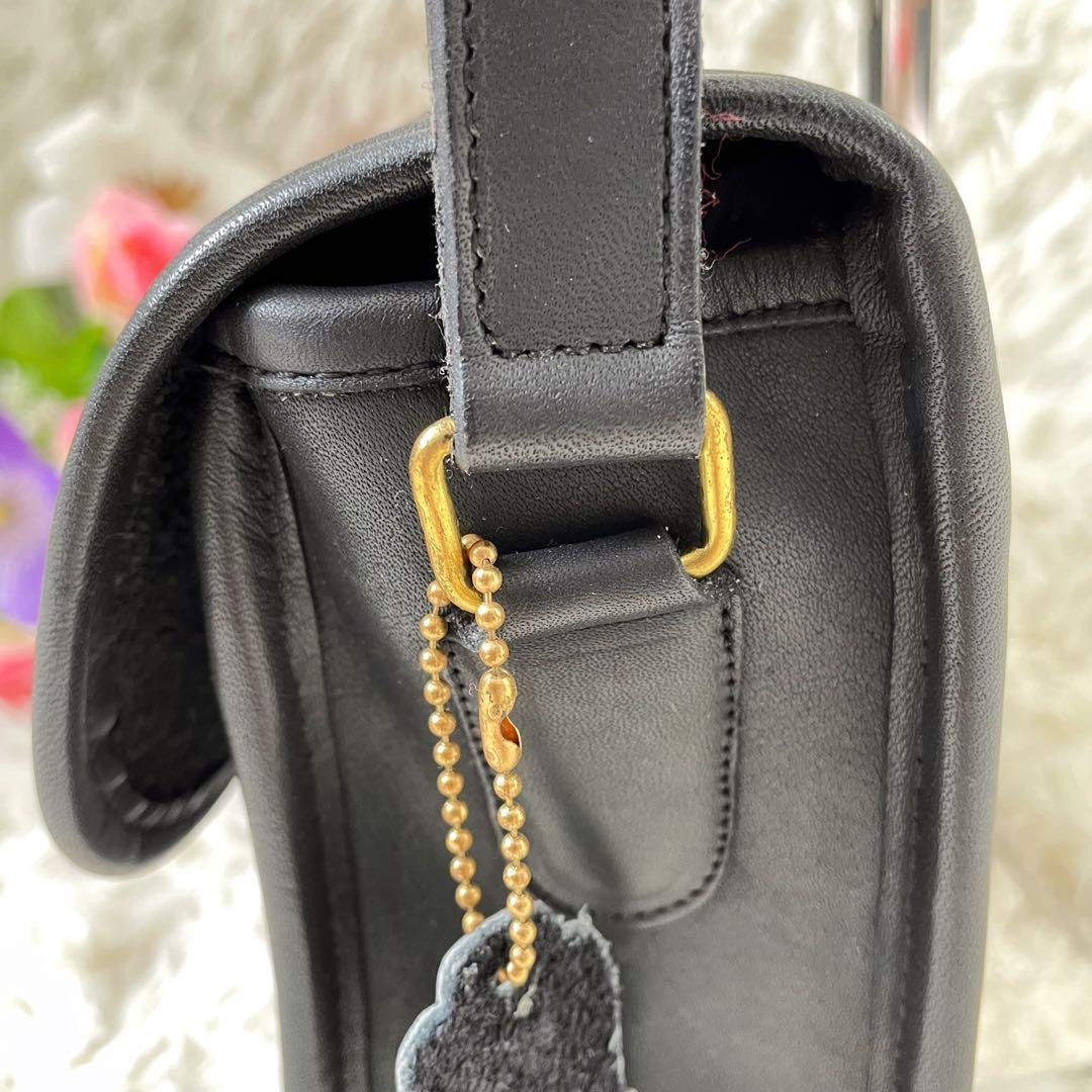 COACHオールドコーチ ブラックレザーショルダーバッグ ターンロックUSA製