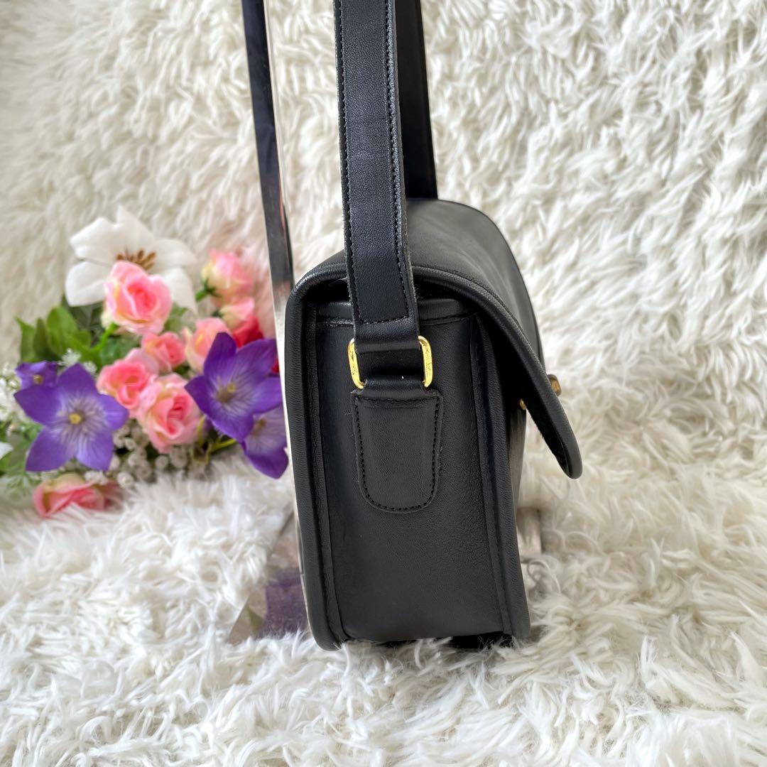 COACHオールドコーチ ブラックレザーショルダーバッグ ターンロックUSA製