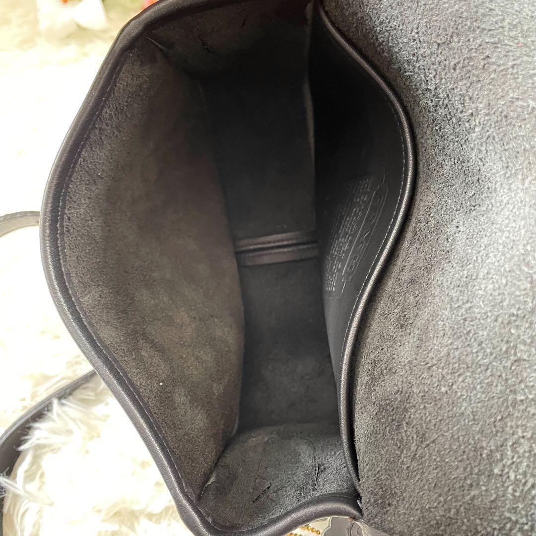 COACHオールドコーチ ブラックレザーショルダーバッグ ターンロックUSA製