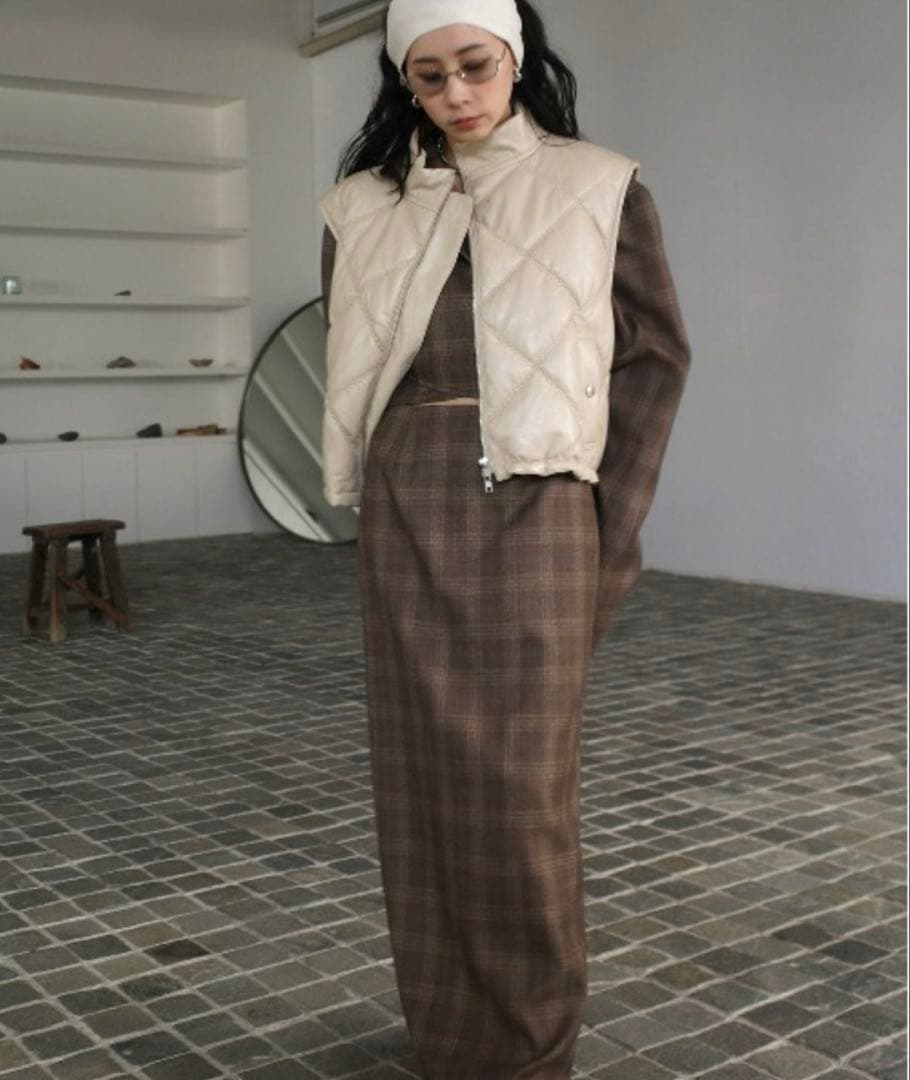 ◆coco◆Ameri WAIST CROSS CHECKDRESS