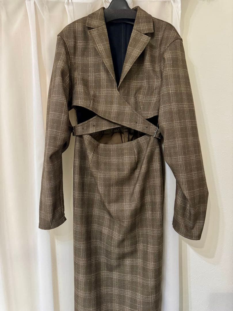 ◆coco◆Ameri WAIST CROSS CHECKDRESS