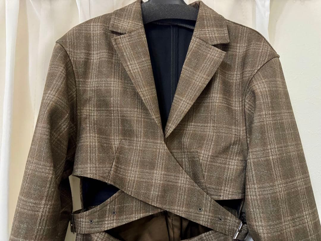 ◆coco◆Ameri WAIST CROSS CHECKDRESS