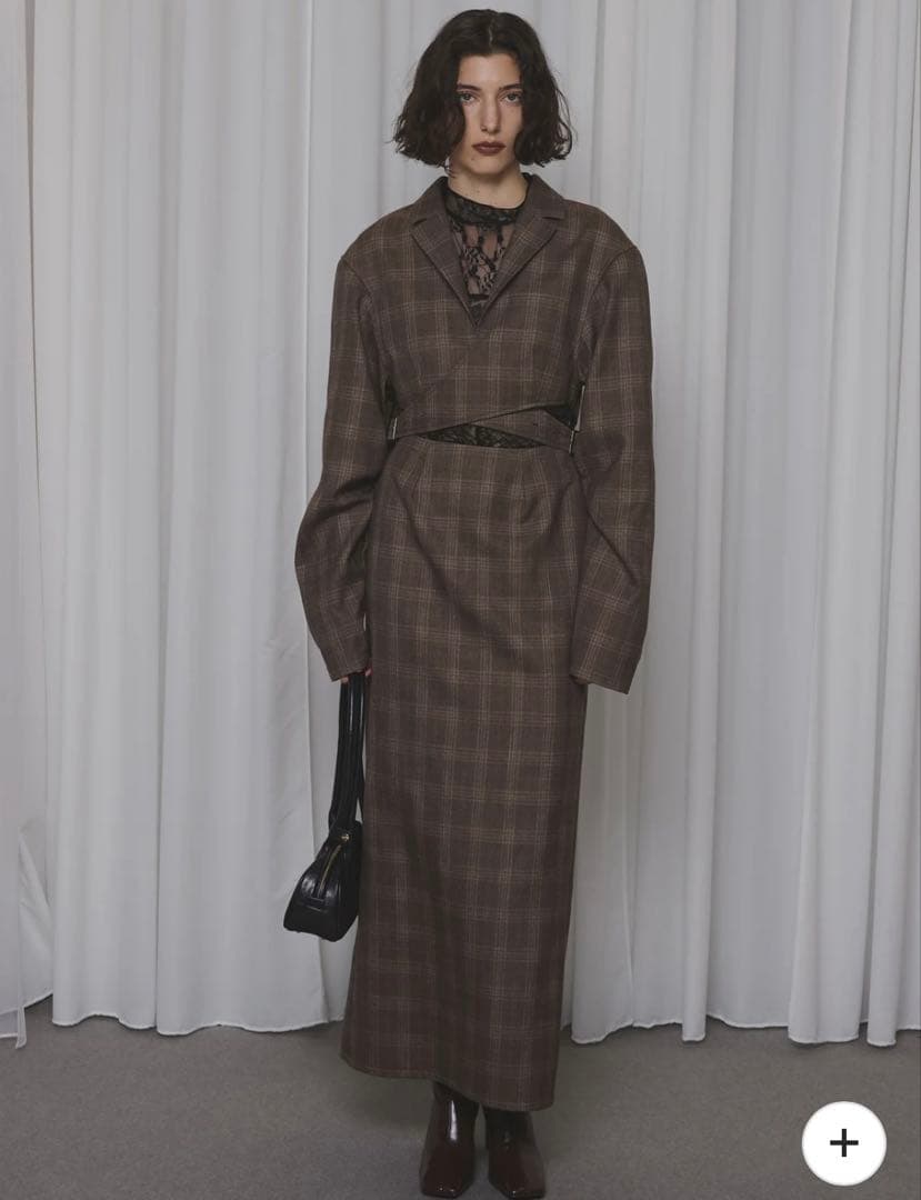 ◆coco◆Ameri WAIST CROSS CHECKDRESS