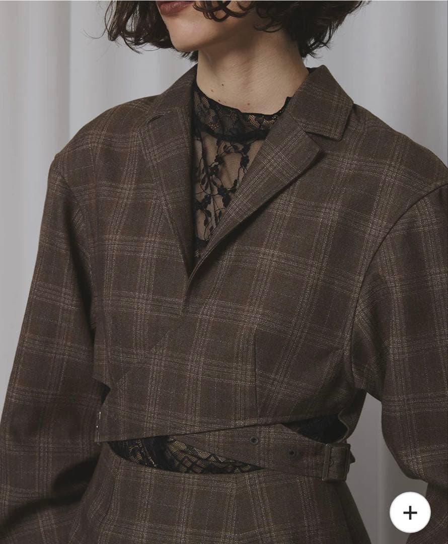 ◆coco◆Ameri WAIST CROSS CHECKDRESS