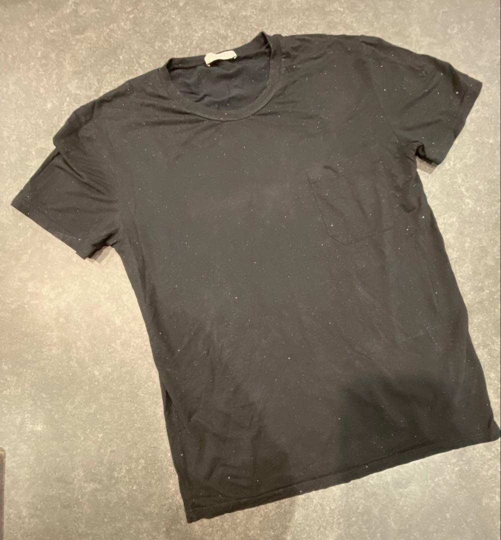 【美品】Dior HOMME エディ期　05Wブラック 半袖ラメプリントTシャツ