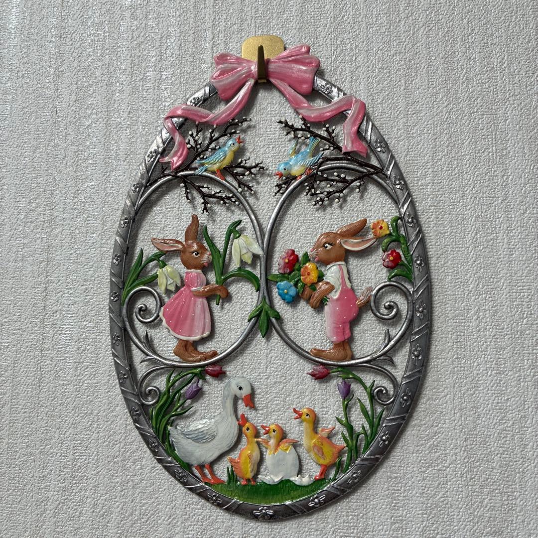 ドイツ　錫製品　ヴィルヘルム・シュヴァイツアー　壁掛けオーバル　イースターうさぎ