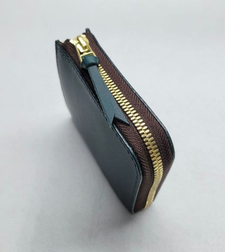 L字ファスナー財布　イタリアレザー　小銭入れ　コンパクト財布　ハンドメイド