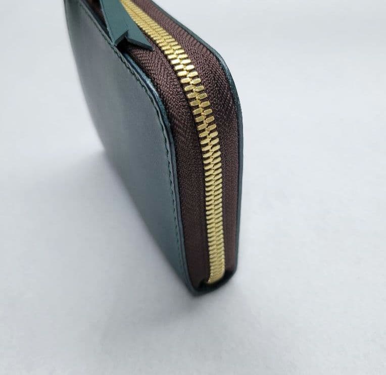 L字ファスナー財布　イタリアレザー　小銭入れ　コンパクト財布　ハンドメイド