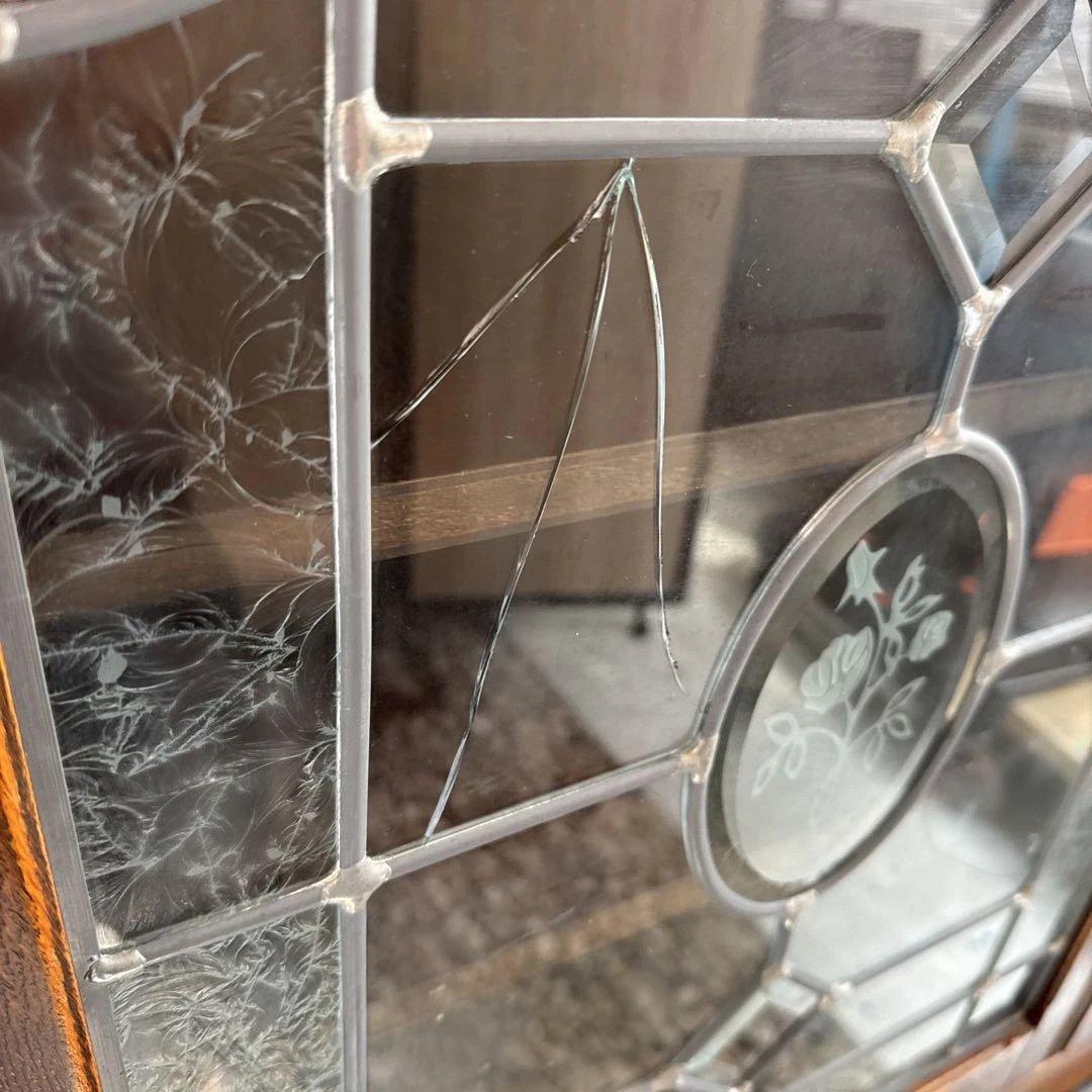 日本製 三越家具 ブルージュ ステンドグラス キャビネット サイドボード　訳あり