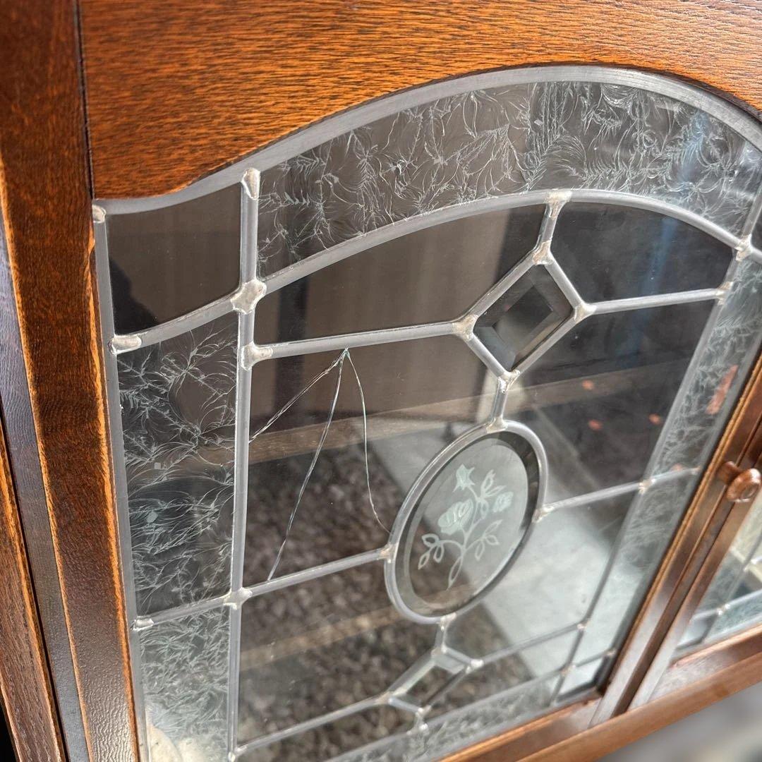 日本製 三越家具 ブルージュ ステンドグラス キャビネット サイドボード　訳あり