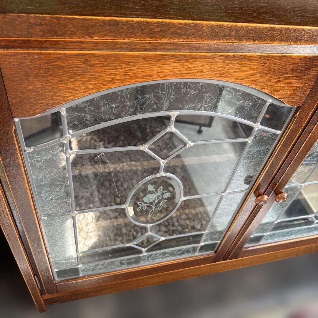 日本製 三越家具 ブルージュ ステンドグラス キャビネット サイドボード　訳あり