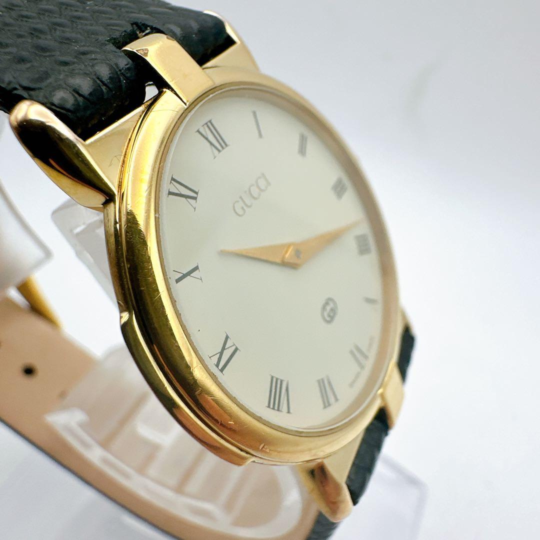 美品 稼動品 GUCCI グッチ 3400M メンズ腕時計 ゴールド 白文字盤