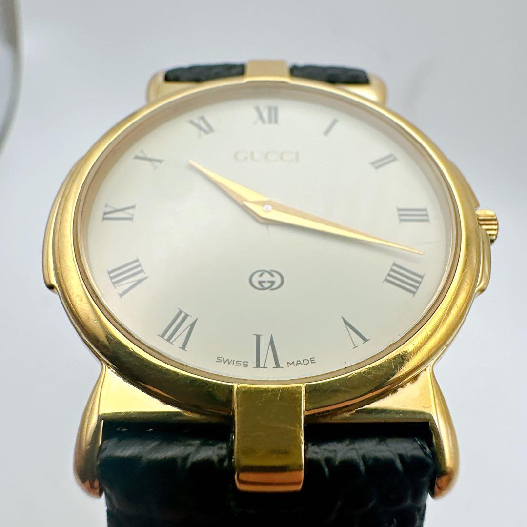 美品 稼動品 GUCCI グッチ 3400M メンズ腕時計 ゴールド 白文字盤
