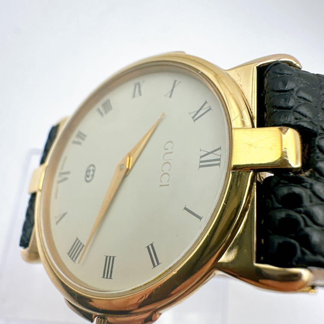 美品 稼動品 GUCCI グッチ 3400M メンズ腕時計 ゴールド 白文字盤