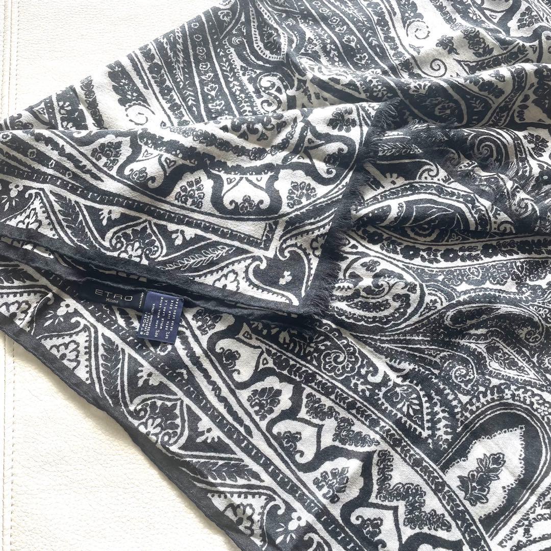 【美品】エトロ ストール シルク混 ユニセックス