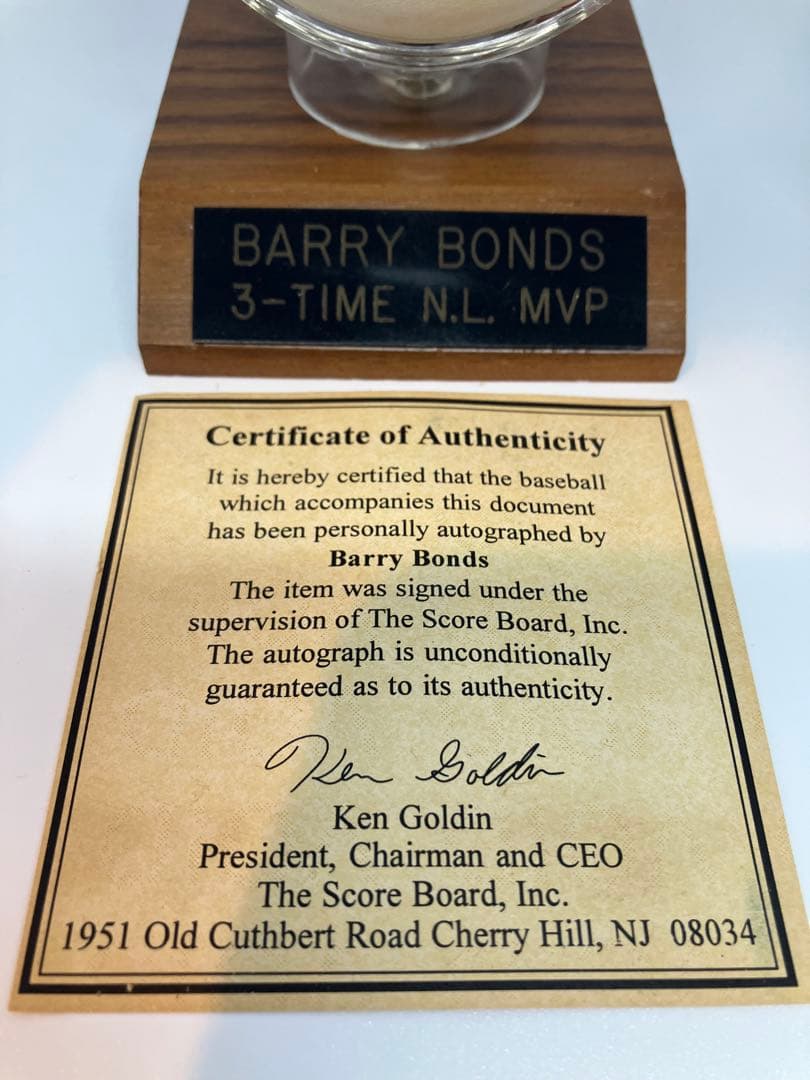 Barry Bonds（バリー・ボンズ）直筆サイン入りボール スコアボード社認定