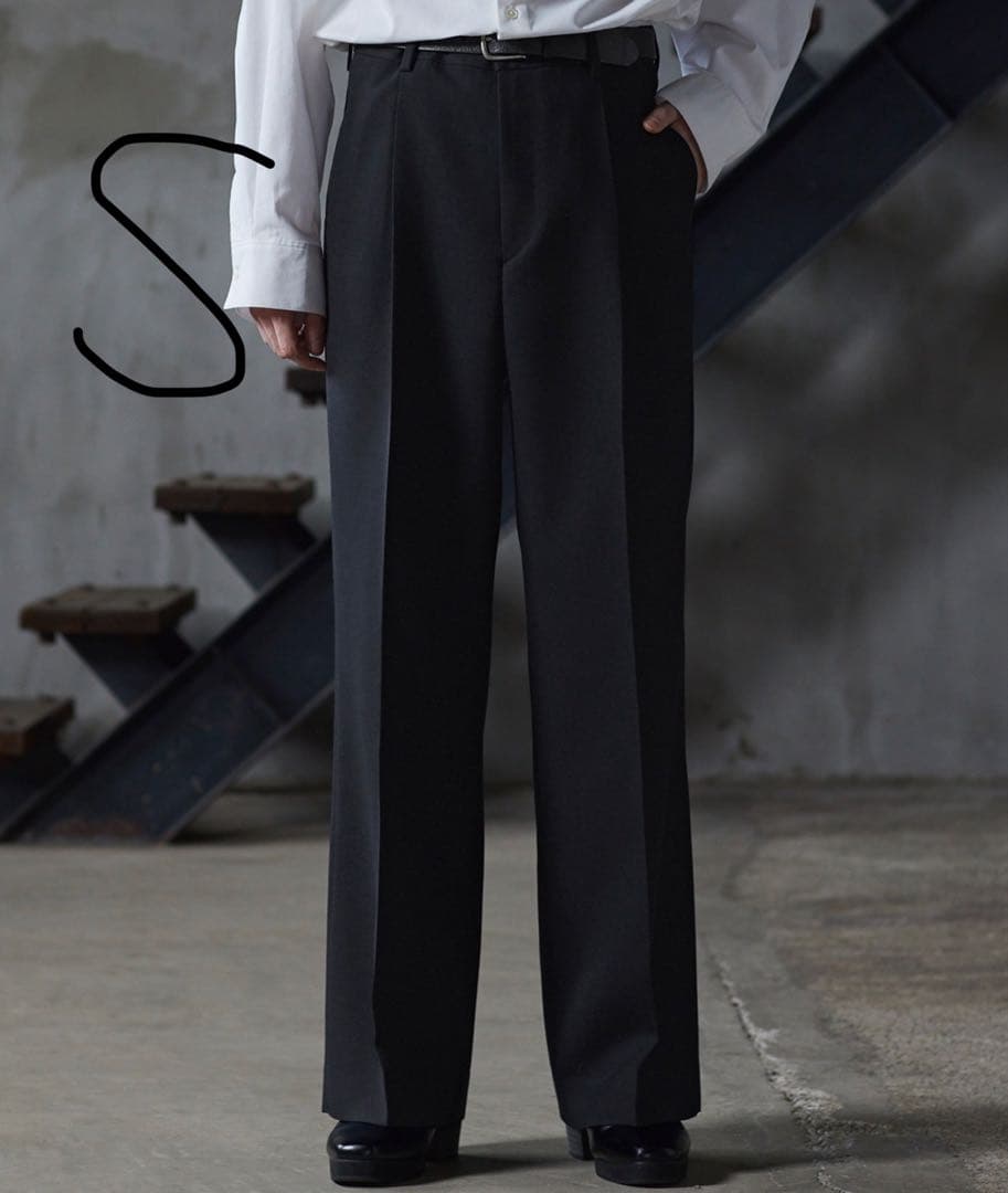 【CLEL core.】スーパー100s 尾州ウールスラックス　ブラックSサイズ