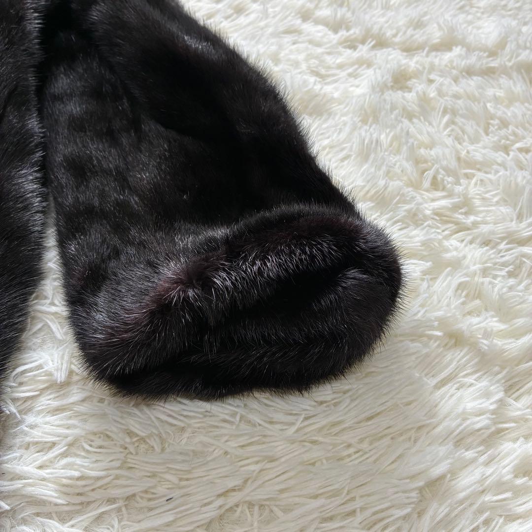 毛並◎ 総丈80 毛皮　コート　ミンク　黒　Lサイズ　ツヤ感あり　ゆったり