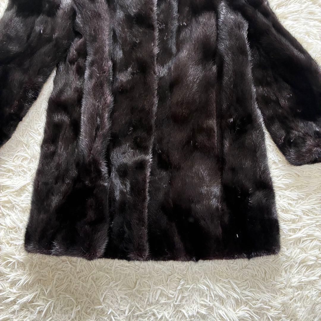 毛並◎ 総丈80 毛皮　コート　ミンク　黒　Lサイズ　ツヤ感あり　ゆったり