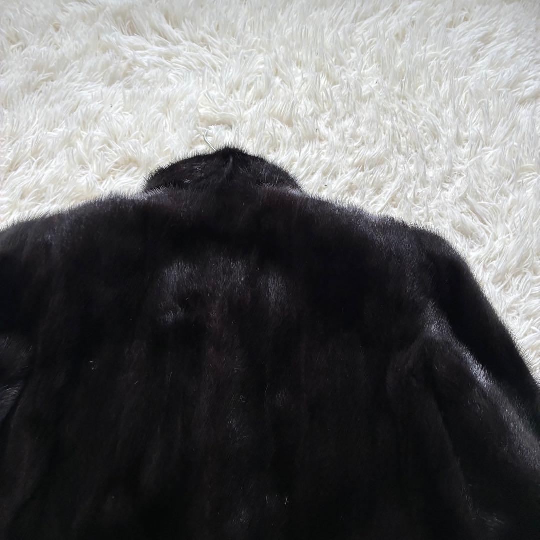 毛並◎ 総丈80 毛皮　コート　ミンク　黒　Lサイズ　ツヤ感あり　ゆったり