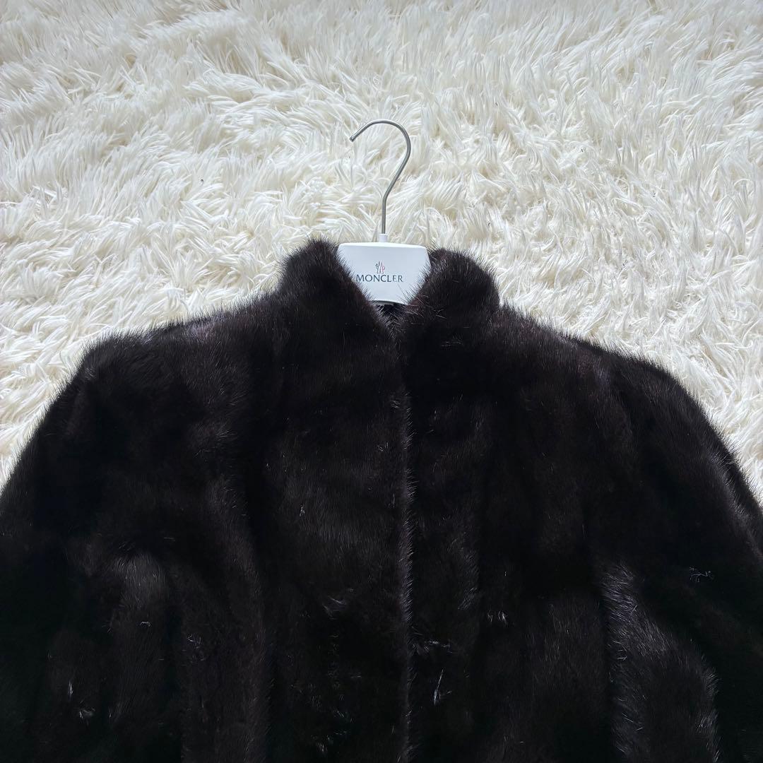 毛並◎ 総丈80 毛皮　コート　ミンク　黒　Lサイズ　ツヤ感あり　ゆったり