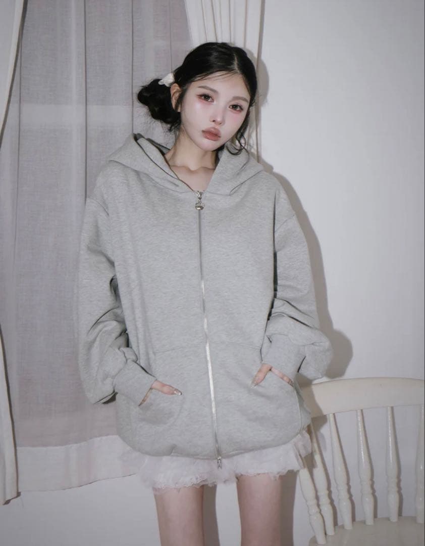 ダーリッチ Hello Darichジップアップフーディ GRY