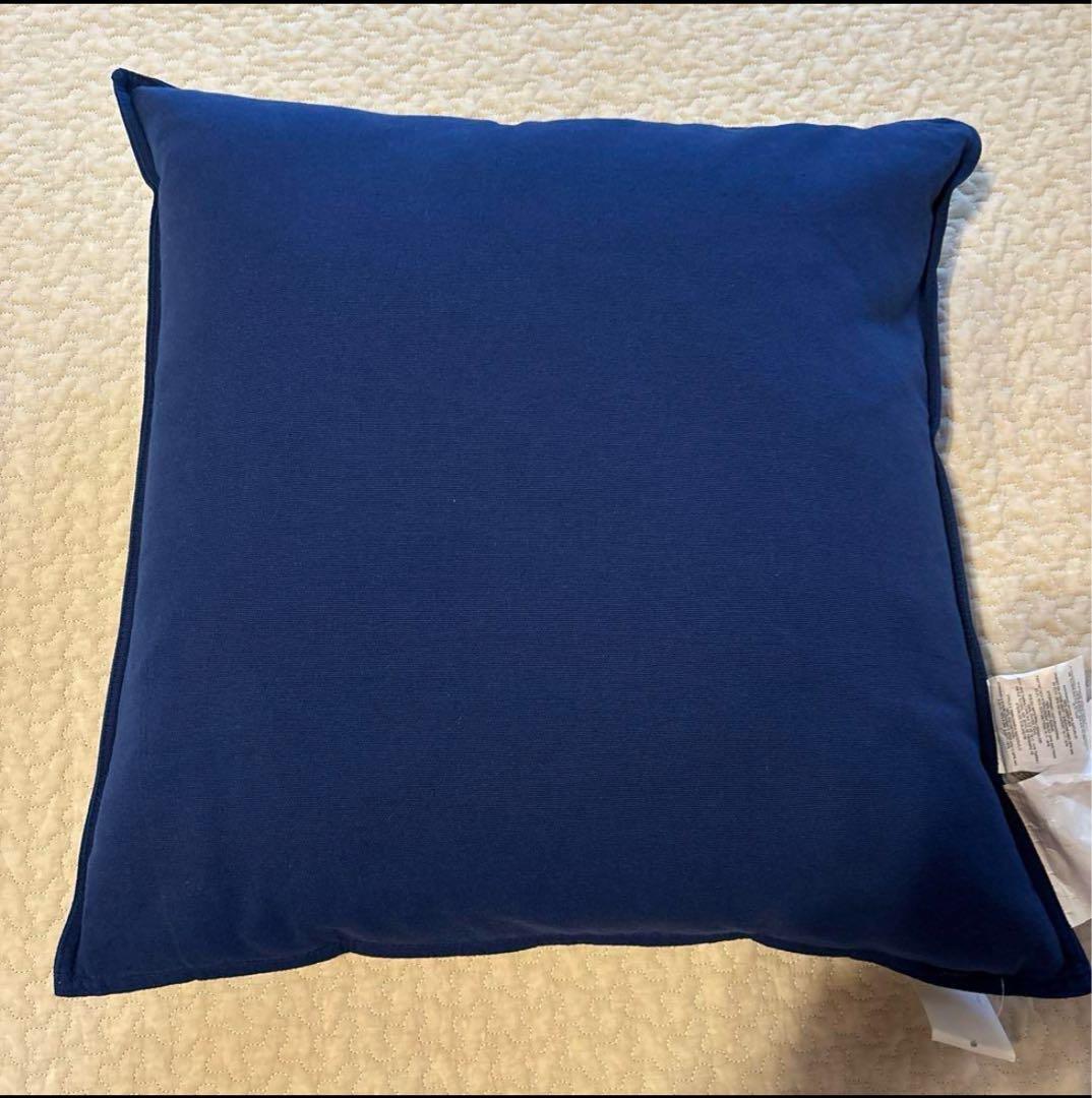 ②未使用 ラルフローレン スクリプト クッション カバー ネイビーイエロータグ付