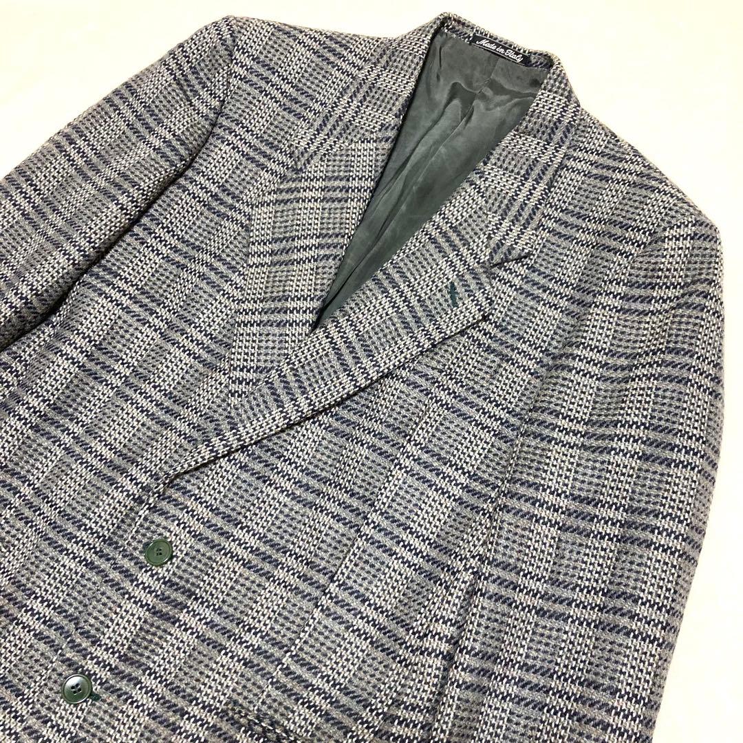 美品 ジョルジオアルマーニ テーラードジャケット ツイード チェック ウール L