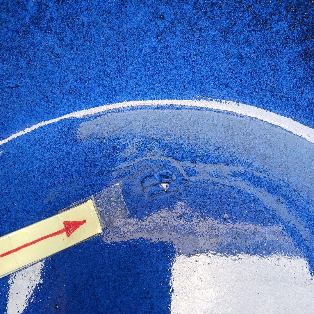 新品　∅50　特大　陶器　睡蓮鉢　手造り　メダカ鉢　難有　ラピスブルー　青LDB