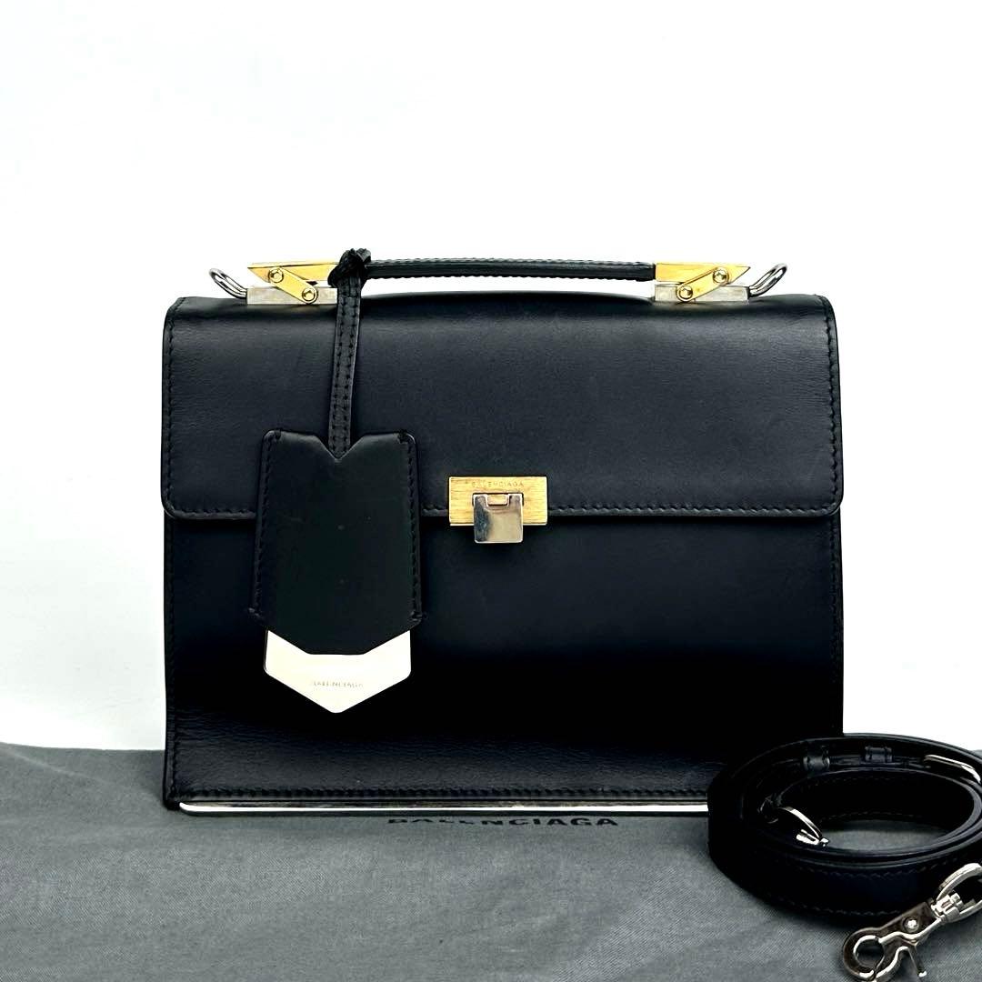 【美品】バレンシアガ　ル・ディス　ショルダーバッグ　2way　レザー　ブラック