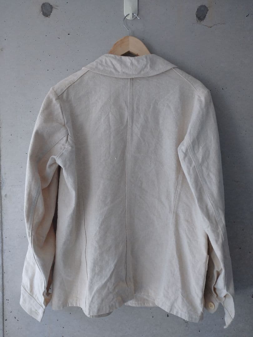 V*r様 ヴィンテージ フレンチ ダブルブレスト ワークジャケット 生成りリネン