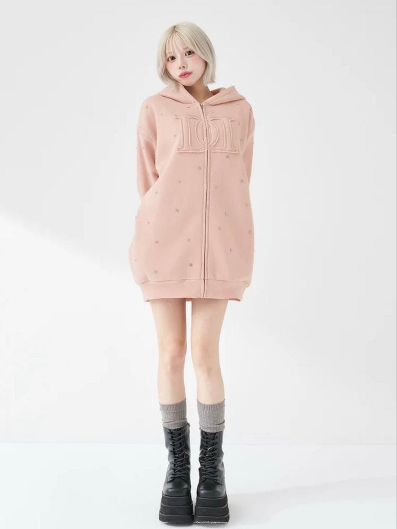 新品・未開封♡Darich♡DDロゴビジュージップパーカー　PNK