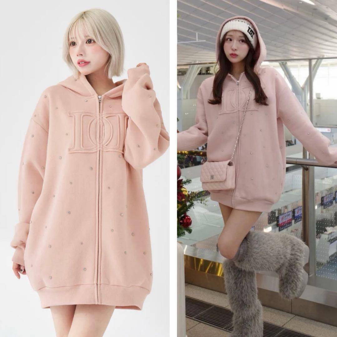 新品・未開封♡Darich♡DDロゴビジュージップパーカー　PNK