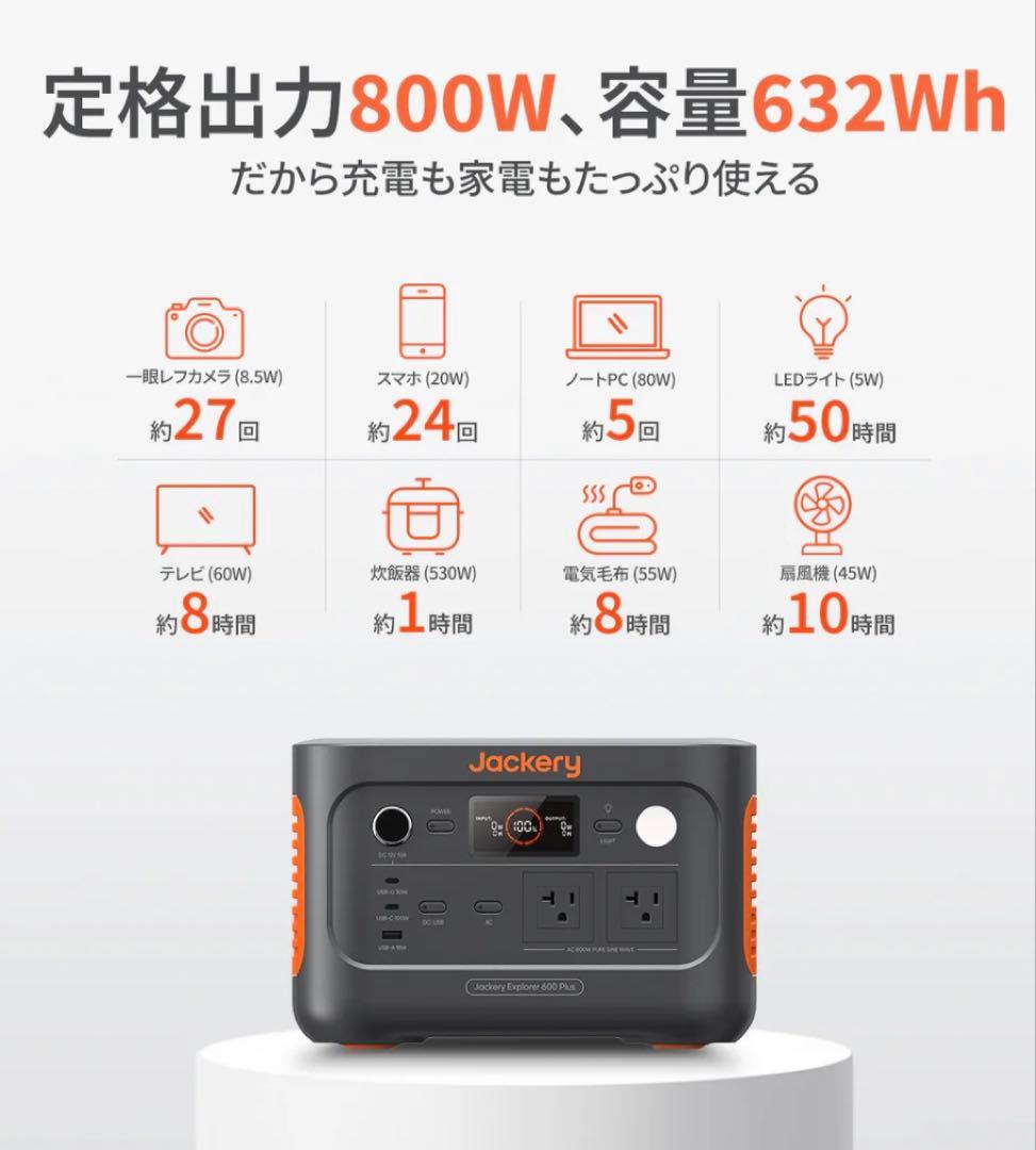 【未使用　動作確認のみ】Jackeryジャクリ　ポータブル電源 600 Plus