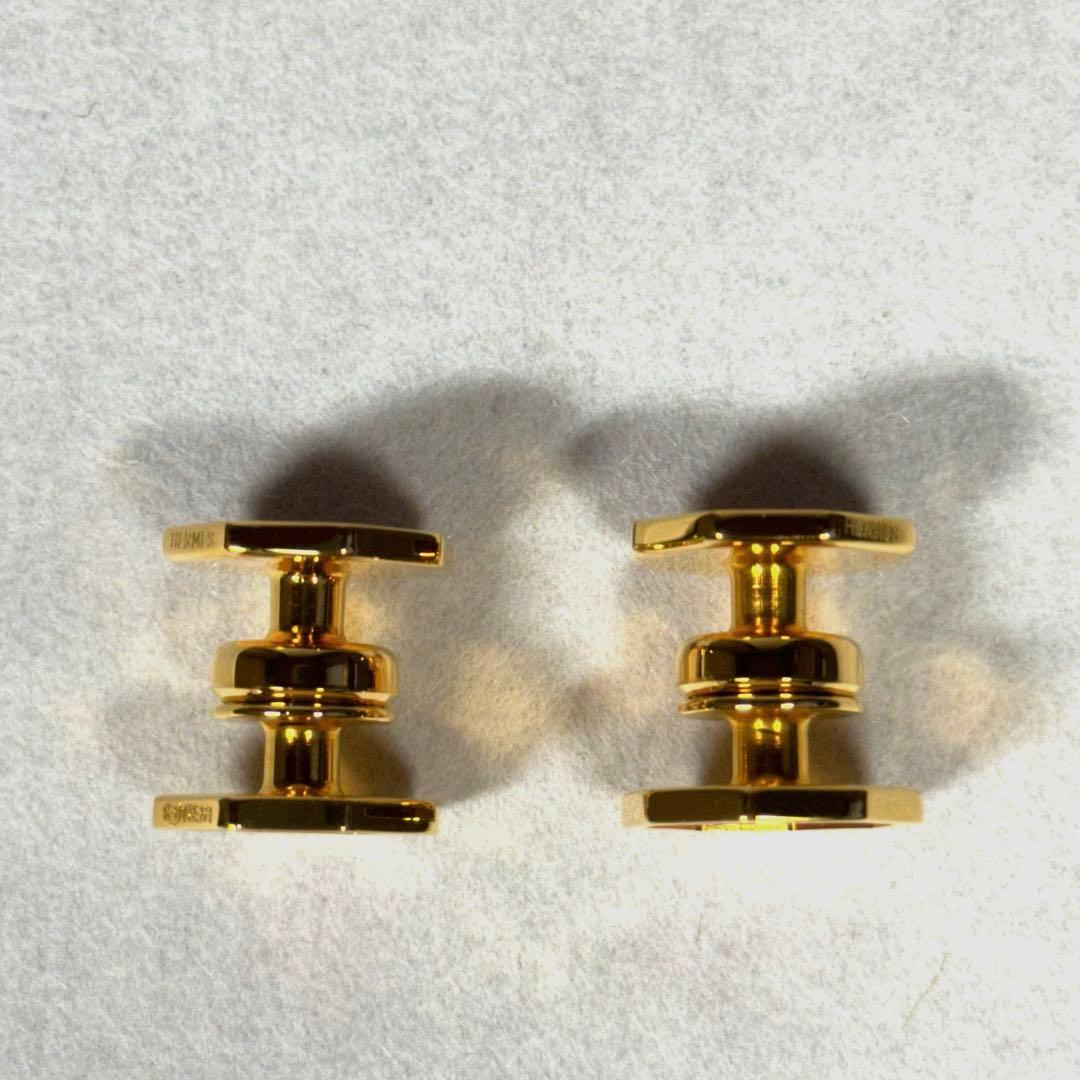 HERMES カフリンクス （カフスボタン）レザー オクタゴン