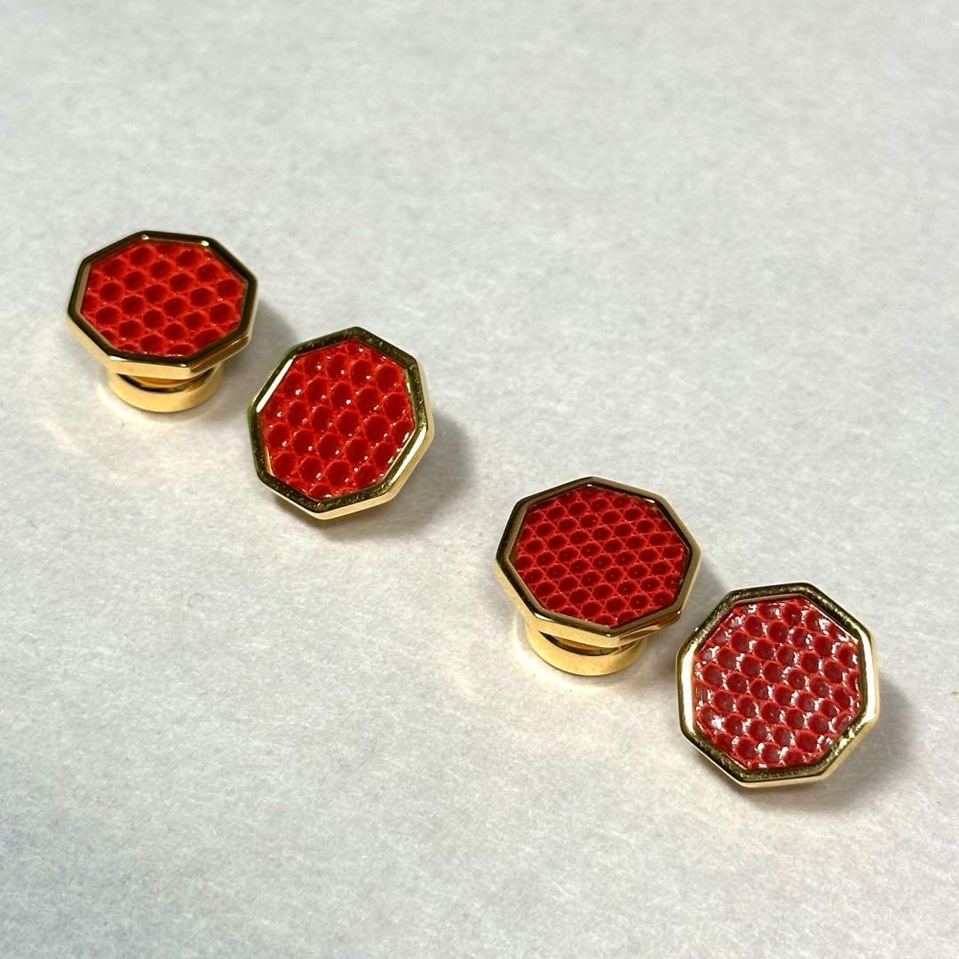 HERMES カフリンクス （カフスボタン）レザー オクタゴン