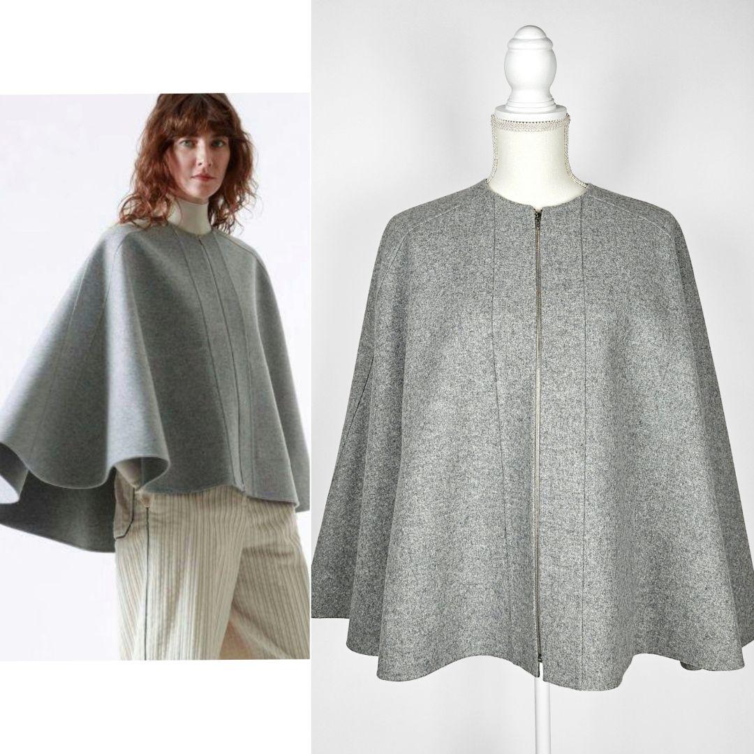 【試着のみ】シクラス　ポンチョ　ケープ　ダブルフェイス　ウール　36