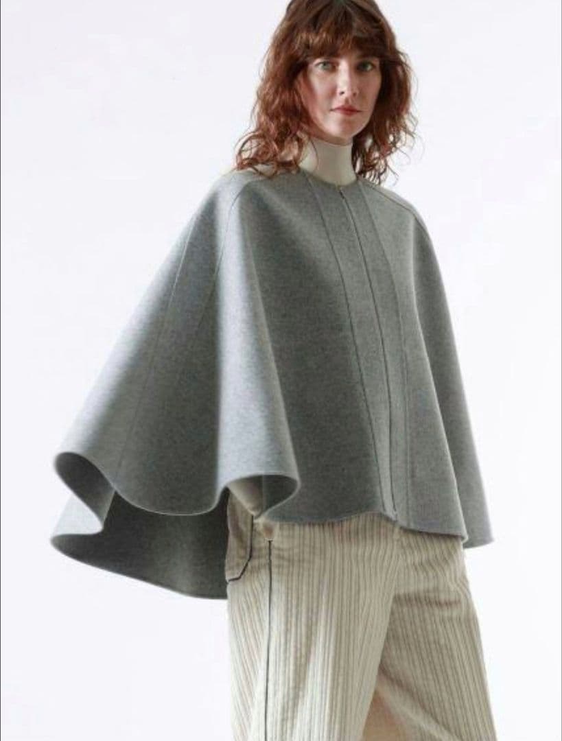 【試着のみ】シクラス　ポンチョ　ケープ　ダブルフェイス　ウール　36