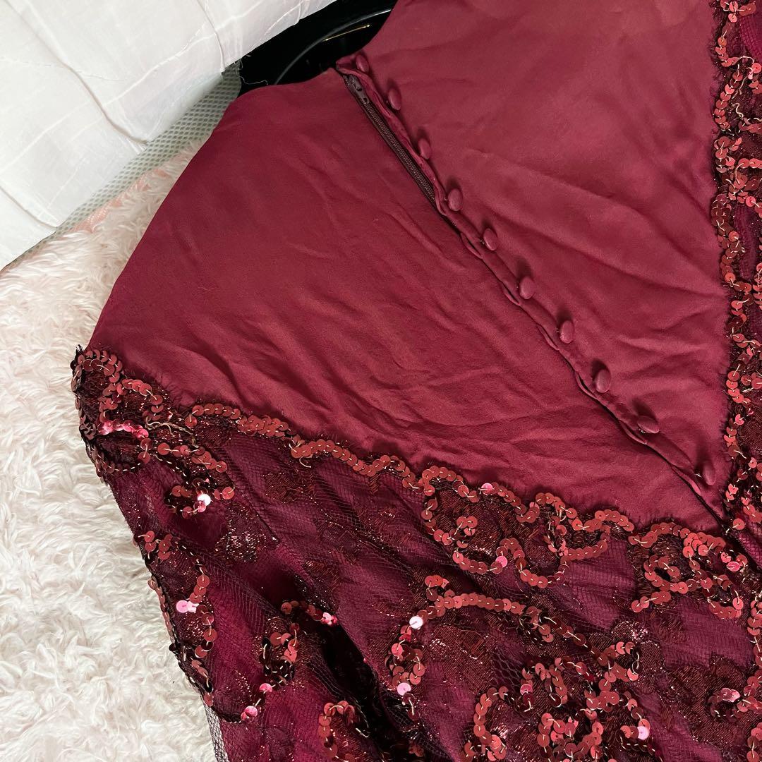 ︎ハナエモリ ドレス マキシ ダンス 衣装 スパンコール ラメ レッド レース